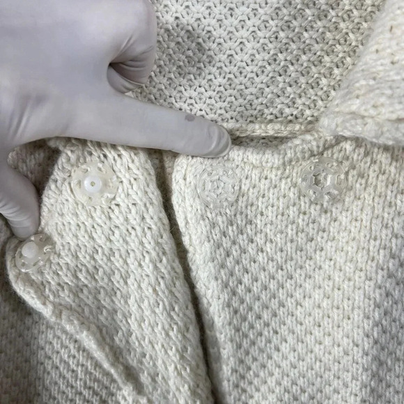 Gracie Women S Knit Cream Cropped Sweater 3/4 Sleeves Wool Cashmere Blend Jacket - Picture 4 of 15